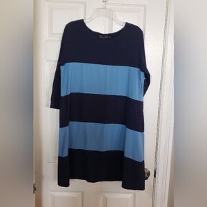 Duffield Lane Colorblock Navy and Blue Cotton Blend Tunic Dress XL